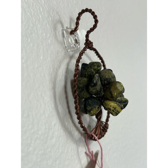 Handmade Copper and Serpentine Crystal Tree of life 3.5x2” Wall Decor - Picture 4 of 5
